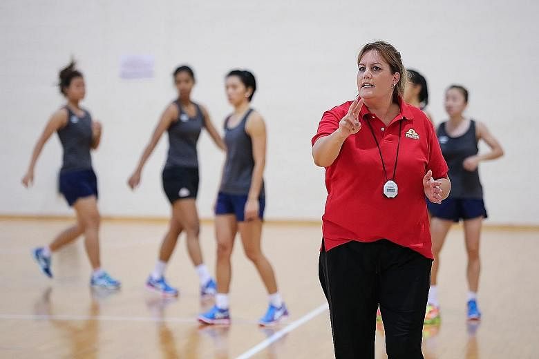 New Singapore netball head coach Natalie Milicich, at training last week, is impressed with the commitment of the players.