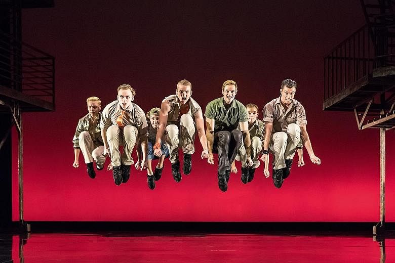 West Side Story by director- choreographer Joey McKneely is packed with lifts, jumps and finger-snapping. The crouch jump (above) is one of the show's iconic moves.