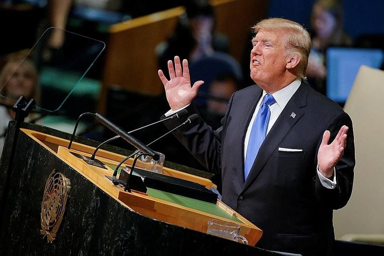 US President Donald Trump addressing the UN General Assembly on Tuesday.