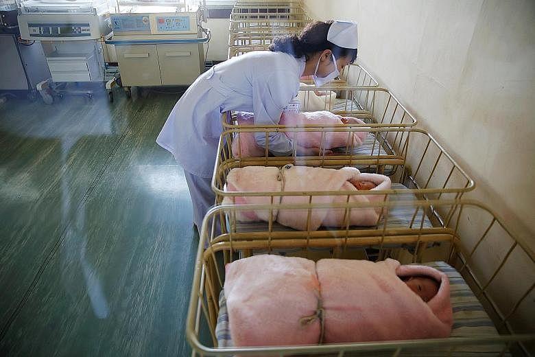 Infants in a neonatal ward of the Pyongyang Maternity Hospital. South Korea is set to contribute US$4.5 million (S$6 million) to the World Food Programme to buy nutritional products for pregnant women and infants in North Korea, despite protests by o