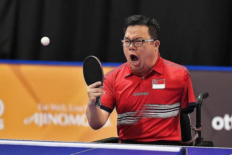 Para-table tennis player Jason Chee after beating Thailand's Thirayu Chueawong 11-8, 11-2, 12-10 yesterday in the men's individual Class 2 event of the Asean Para Games in Kuala Lumpur.