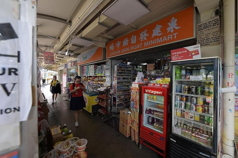 At Chuan Jian Huat Minimart in Toa Payoh, business has fallen by 10 per cent from last year. Department of Statistics figures show that for every month from January to July, sales at such stores fell from a year ago, in contrast to the same period la