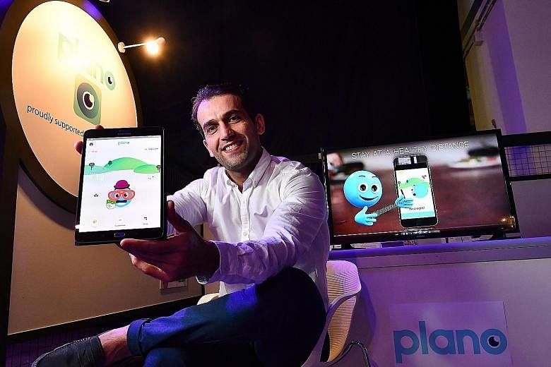Dr Mo Dirani, Plano's founder and chief executive officer, with his app. Parents can use it to monitor the frequency and length of time their children spend on devices and the distance at which they hold the device.