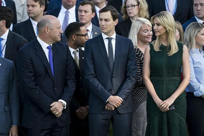 (From left) President Donald Trump's top economic adviser, Mr Gary Cohn, son-in-law Jared Kushner and daughter Ivanka Trump have used private e-mail accounts for work-related matters.