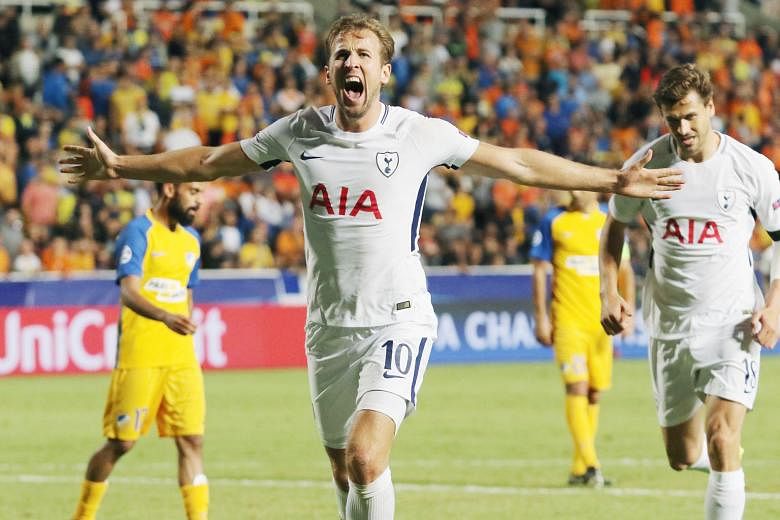 Tottenham striker Harry Kane celebrating his hat-trick against Cypriot side Apoel Nicosia. He has been in a purple patch of form since the start of September.