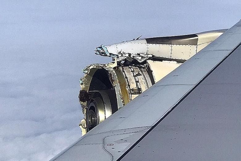 A photo posted on the Twitter account of @Bdaddy1391 shows the damaged engine of the Air France A380 superjumbo before its emergency landing in Canada over the weekend.