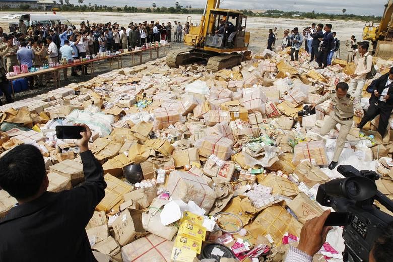 Some 80 tonnes of fake cosmetics were destroyed in Phnom Penh yesterday, in an effort to fight illegal production and distribution. They were worth "millions of dollars", said Cambodia's anti-counterfeit committee. The items were produced locally but