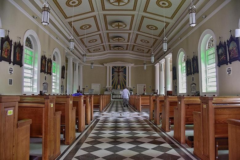 The main hall of the Cathedral of the Good Shepherd has a sombre yet peaceful atmosphere, offering members of the public a place to say a quiet prayer.