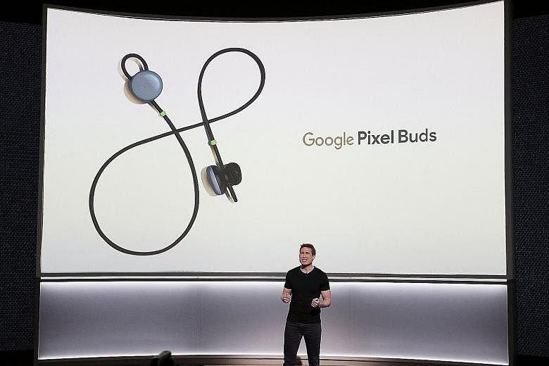 Google product manager Juston Payne introducing the Pixel Buds at the launch in San Francisco on Wednesday.