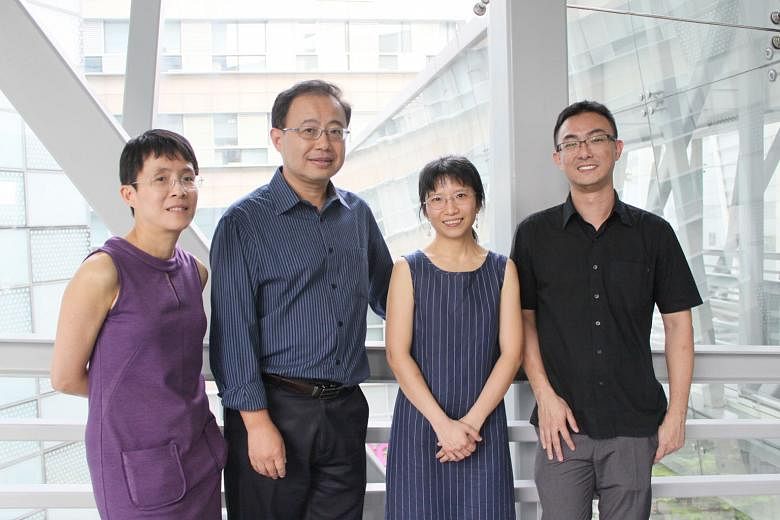 (From left) NUHS Associate Professor Lee Soo Chin, GIS Professor Yu Qiang, Dr Tan Ern Yu from TTSH and Dr Goh Jian Yuan from GIS. They are behind a blood test that can detect a biomarker found in up to 70 per cent of all breast cancer patients who su