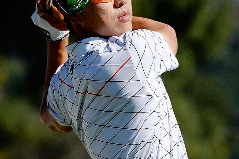 Bae Sang Moon playing his shot from the ninth tee during the first round of the Safeway Open on Thursday. He shot a one-over 73 to be on joint-87th.