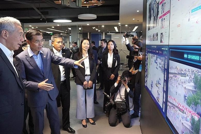 Prime Minister Lee Hsien Loong being given a tour of Chinese artificial intelligence company SenseTime when he visited Beijing last month.
