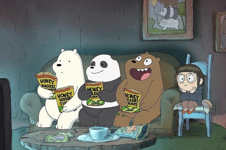 OK K.O.! Let's Be Heroes (above), a superhero comedy; and We Bare Bears (top), about a polar bear, a panda and a grizzly trying to fit into human society, are series on the Cartoon Network.