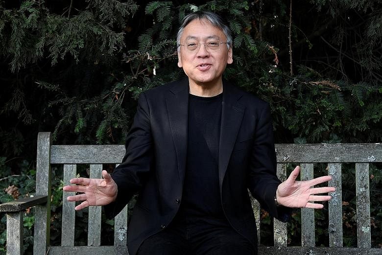 Novelist Kazuo Ishiguro outside his London home after the announcement that he had won the Nobel Prize for Literature last week.