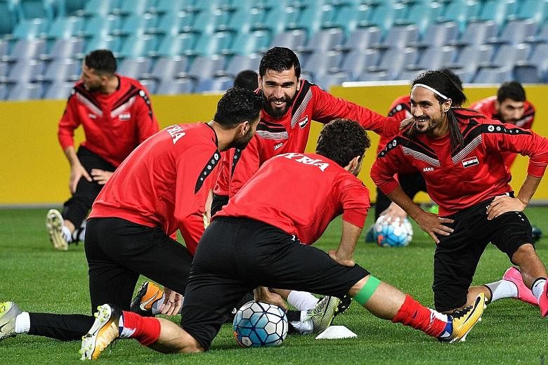 Members of the Syria squad in high spirits ahead of the second leg of their Asian play-off against Australia. The 75th-ranked side will look to defy the critics and beat the home side in Sydney.
