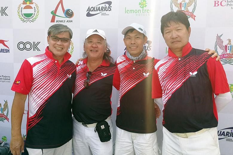 Singapore's (from left) Bernard Foo, Pang Heng Heck, Melvin Tan and Anthony Loh won the men's fours at the Asian Championships in New Delhi. The women chipped in with two silvers and a bronze.
