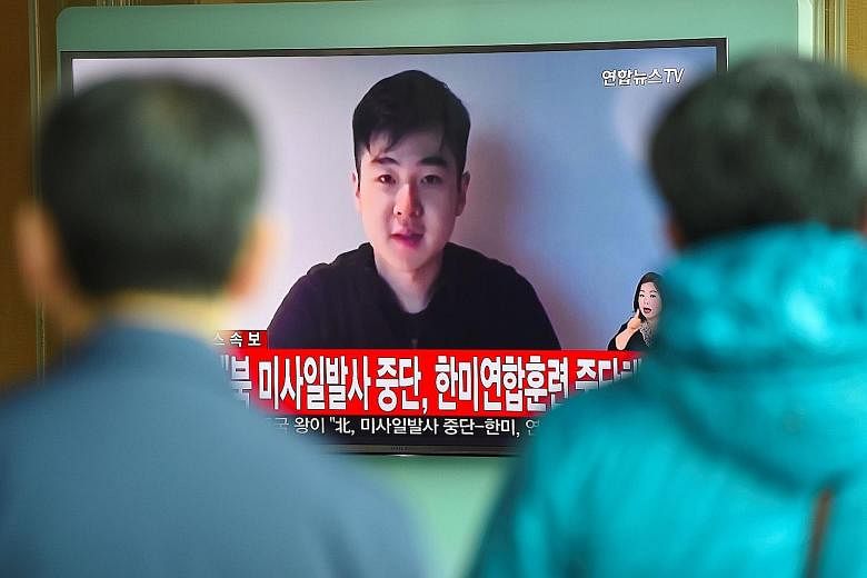 South Korea's TV stations played video footage of Mr Kim Han Sol soon after the assassination of his father Kim Jong Nam in Malaysia earlier this year.