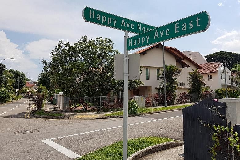 The street signs of Happy Avenue estate have become a minor attraction, with tourists from nearby hotels visiting and taking photos. The 180 units in the neighbourhood stand on freehold land and are mostly occupied by elderly residents, some of whom 