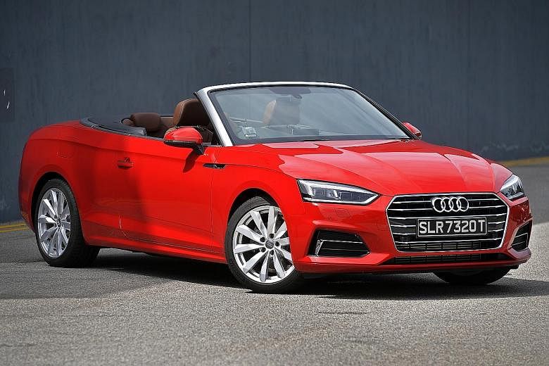 The A5 Cabriolet's top opens in 15 seconds and closes in 18 seconds; its dashboard is modern and classy.