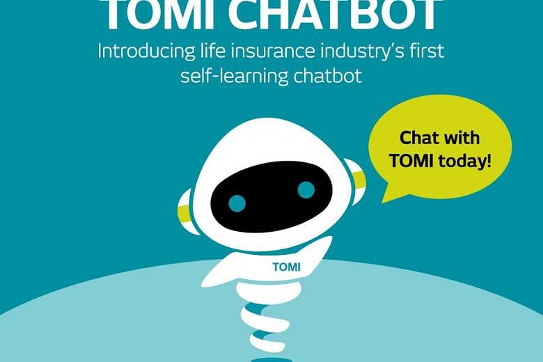 Tokio Marine Life Insurance Singapore's TOMI is a self-learning artificial intelligence chatbot that aims to make life insurance easier to understand. It is available 24/7 on Facebook Messenger.