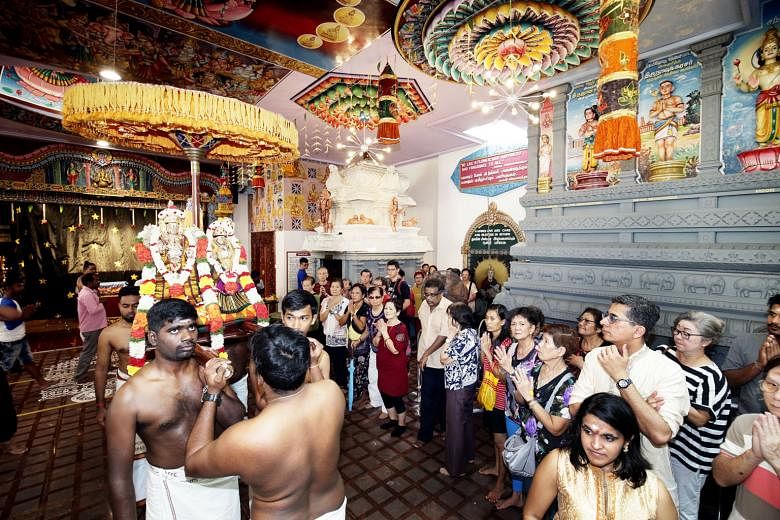 Residents of various faiths and races from the South East District celebrating with devotees at the Sri Senpaga Vinayagar Temple in Ceylon Road. A guided tour of the 140-year-old Sri Senpaga Vinayagar Temple was held for the volunteers and residents 