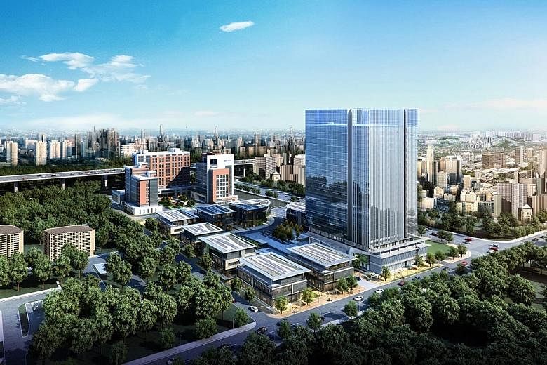 Sandhill Plaza, a business park project in Shanghai. MGCCT's portfolio is made up of three commercial properties in Greater China, with a total lettable area of 2.6 million sq ft.
