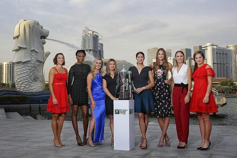 The planet's best women tennis players (from left) Caroline Garcia, Venus Williams, Elina Svitolina, Simona Halep, Garbine Muguruza, Karolina Pliskova, Caroline Wozniacki and Jelena Ostapenko have gathered in Singapore for the WTA Finals. Before the 
