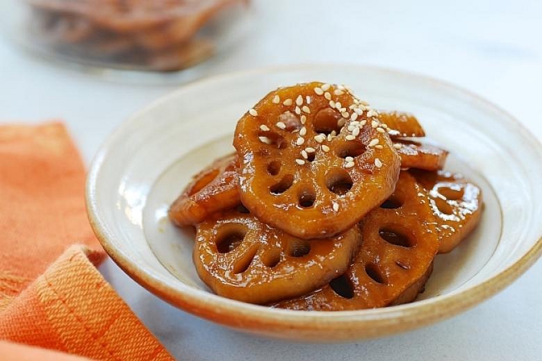 Braised lotus roots that are crunchy, sweet and savoury | The Straits Times