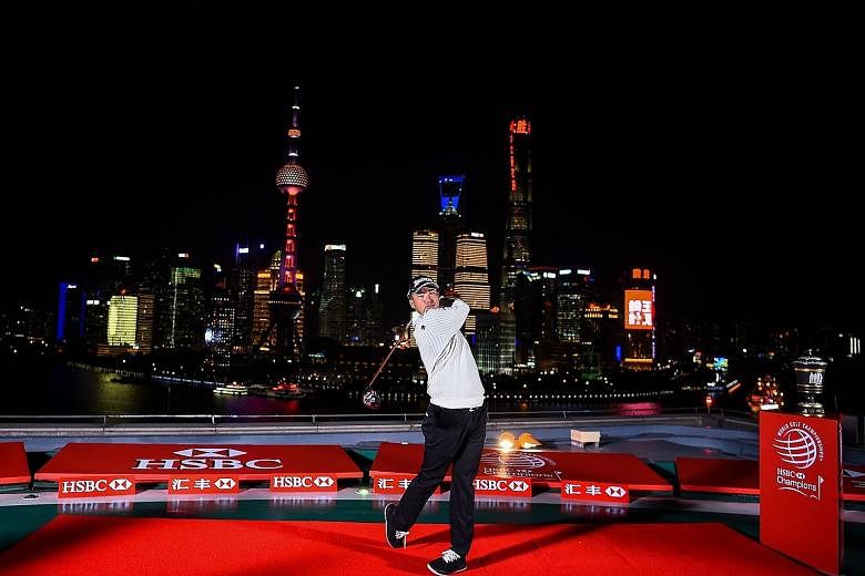 Japan's Hideki Matsuyama showing his driving stance during the launch of HSBC-World Golf Championships in Shanghai on Tuesday. The defending champion knows he has a target on his back this time round.