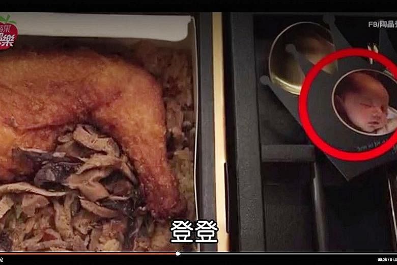 A photo showing the face of Taiwanese pop king Jay Chou's son, Romeo, has been accidentally leaked by television host Matilda Tao. On Wednesday, she posted on Facebook a picture of a sticky rice gift box Chou sent her for the celebration of his secon