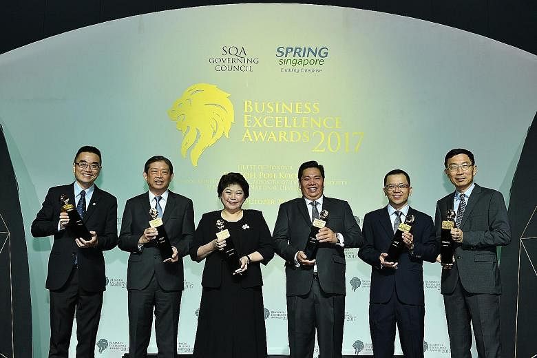 From left: Mr Chuah Kee Heng, managing director of SP Services; Mr Vincent Tan, managing director of Select Group; Ms Susan Chong, chief executive officer of Greenpac; Mr Neo Kah Kiat, founder, chairman and chief executive officer of Neo Group; Mr Au