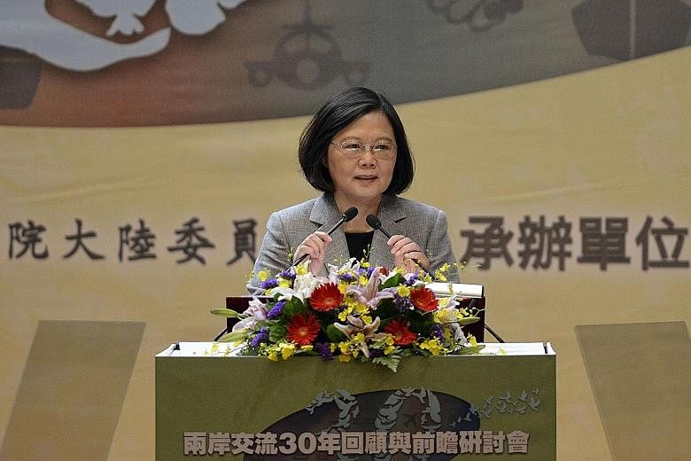 Taiwan's President Tsai Ing-wen speaking at a conference organised by the island's Mainland Affairs Council in Taipei on Thursday.
