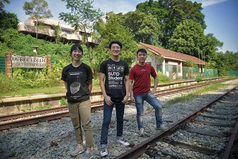 Above: The former station master's office. Left: Dr Yeo Kang Shua, who led the SUTD students in their projects, at the Bukit Timah Railway Station. A total of 31 SUTD students, including (from left) Ms Chiang Yan Yan, 22, Mr Kwang Guo Chuan, 24, and 