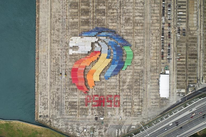 PSA set a new world record for the largest shipping container image at the Tanjong Pagar Terminal yesterday, when a figure of a lion head was officially unveiled. The feat involved 359 shipping containers, which are each at least 6m in length - break