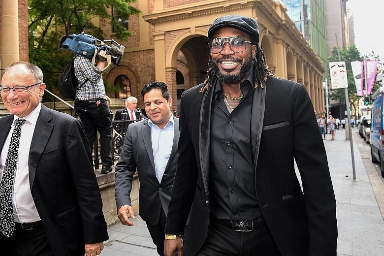 Former West Indies cricket captain Chris Gayle after winning a defamation case over newspaper articles that said he exposed himself to a female massage therapist in 2015.