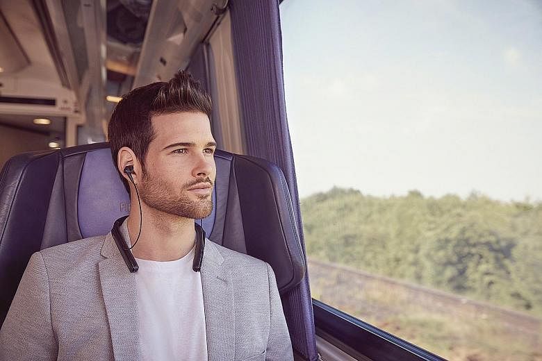 The WI-1000x in-ear earphones have a neckband-style design. The neckband stores not just the battery pack that powers Sony's active noise-cancelling technology, but also the Bluetooth chip and a host of buttons.