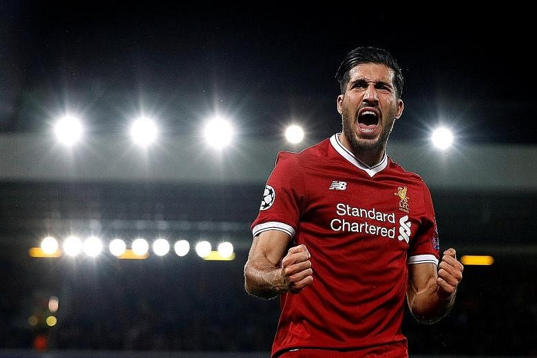 Emre Can after scoring Liverpool's second goal against Maribor in the Champions League at Anfield on Wednesday night. Daniel Sturridge completed their 3-0 win over the Slovenian minnows, who defended deep in the first half.