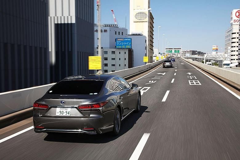When activated, the Lane Change Assist function in the Lexus LS500h (above) makes lane-changing a hands-free affair.