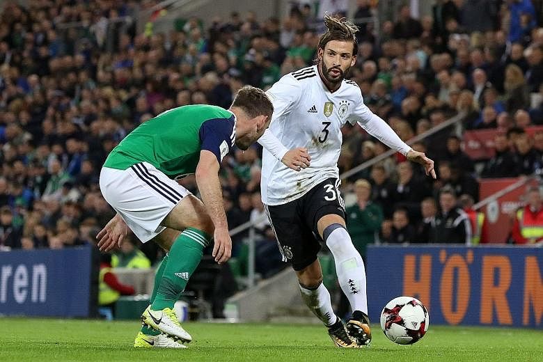 Germany left-back Marvin Plattenhardt (top) will hope to impress manager Joachim Low in the absence of first-choice starter Jonas Hector. The Hertha Berlin defender and RB Leipzig's Marcel Halstenberg (above) are aware that doing well against England