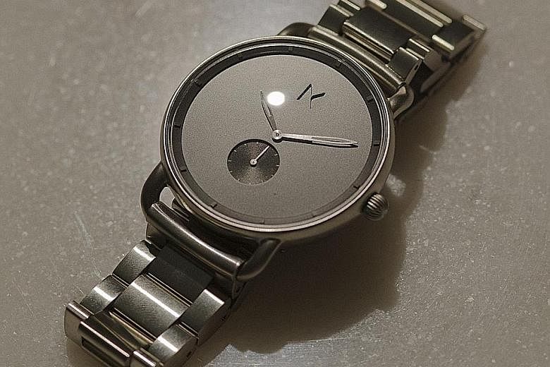 A prototype model similar to the Mvmt Gotham watch, which sells for US$180 (S$245) with a metal bracelet.