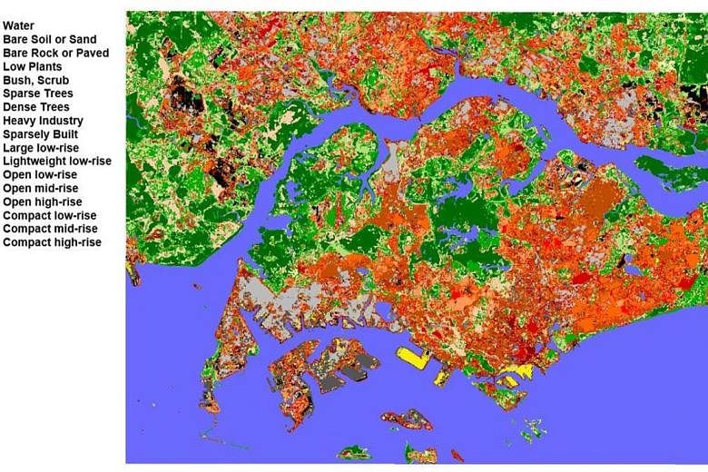 A map depicting the climate zones of Singapore provides a research framework for urban heat island studies under the Cooling Singapore project, one of Create's collaborations on cross-disciplinary research topics important to Singapore and the region