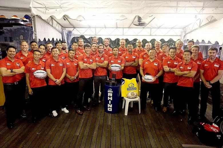 Singapore rugby captain Gaspar Tan and team-mates attended a jersey presentation by the Singapore Rugby Union at the Singapore Cricket Club last night. The squad travel to Chinese Taipei to face India next Wednesday at the Taipei Municipal Stadium in