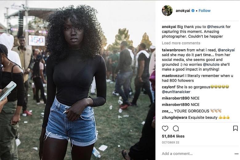 A photo of student Anok Yai, 19, taken by photographer Steven Hall, went viral on the Internet and got her signed up as a model. Ms Yai first arrived in the United States in 2000 as a refugee from Sudan.