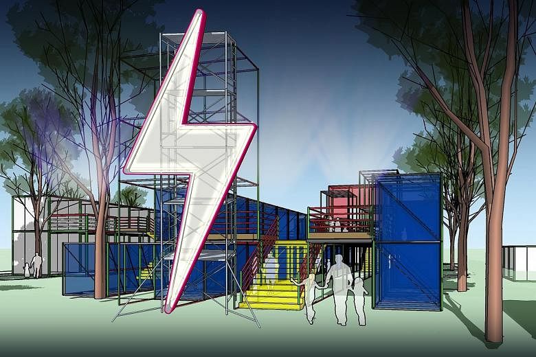 An artist's impression of Flashbang, a creative market that will be held at the Grange Road open-air carpark from Dec 9 to 30. It will feature some 120 retailers and F&B operators, as well as workshops, neon light installations and live music by busk