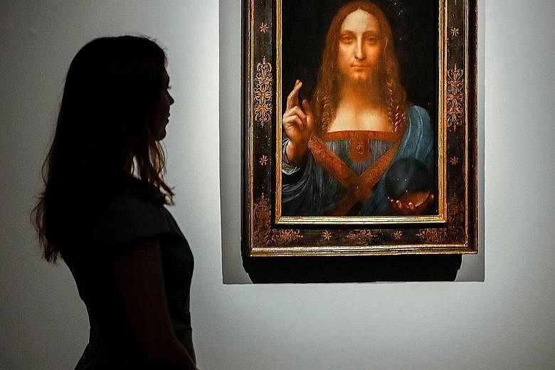 Left: Salvator Mundi, one of fewer than 20 known paintings by Leonardo da Vinci and the only one in private hands, will be offered for sale in Christie's auction in New York. It is estimated to sell at about US$100 million. Below: A triptych depictin