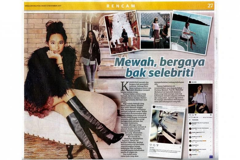 Malay language daily Utusan Malaysia on Sunday splashed photos of Ms Meera Alyana Mukhriz, alleging her lavish lifestyle and claiming that she travels around the world in a boat which is named after her and given to her by her father.