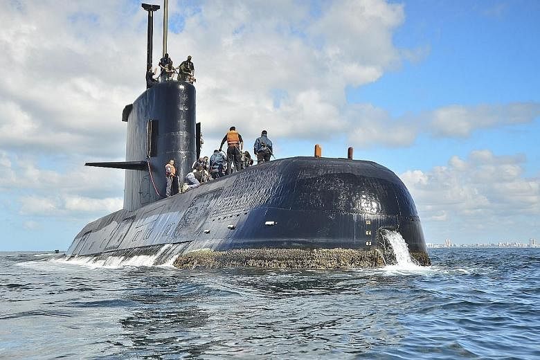 Submarine ARA San Juan in Buenos Aires in an undated photo. The vessel, which was conducting a routine security patrol off Patagonia with 44 crew members, last made radio contact last Wednesday. The Argentine navy is handling the issue as a loss of c