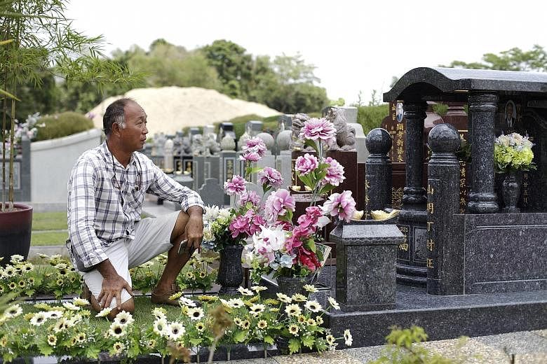 (Above and below) Engravings done by Mr Ang. Mr Edward Ang has been designing tombstones for Christian, Hindu and Jewish graves at Choa Chu Kang Cemetery for decades.