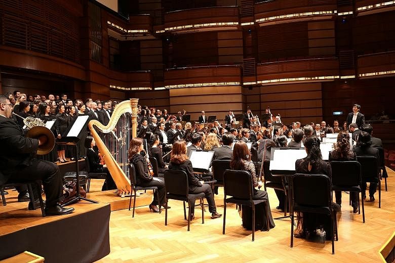 The Singapore Symphony Orchestra (SSO) made its return to Malaysia after 17 years, with a performance at the Dewan Filharmonik Petronas in Kuala Lumpur yesterday. The orchestra (left), which performed a selection of masterpieces by German composer Jo