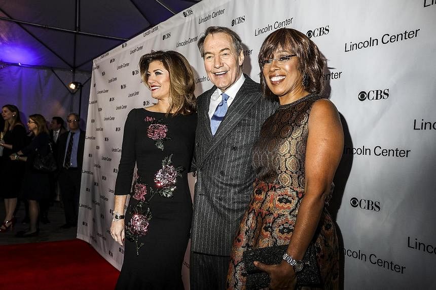 Veteran TV personality Charlie Rose with fellow CBS This Morning show hosts Norah O'Donnell (left in picture) and Gayle King in February. Eight women have accused him of making unwanted sexual advances between the late 1990s and 2011.